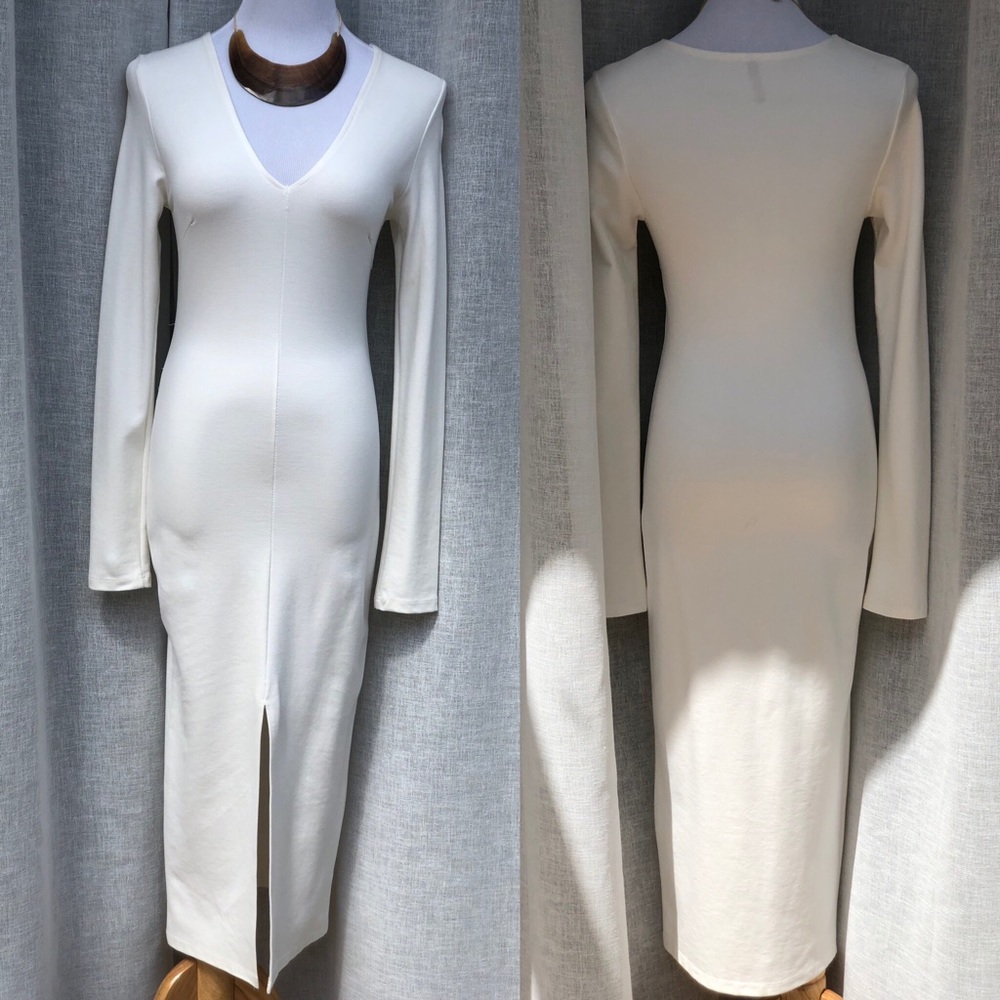 Vijo Couture white midi bodycon dress